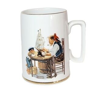 VINTAGE 1985 Norman Rockwell Museum "For a Good Boy" Model Ship Coffee Cup Mug